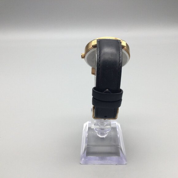 MVMT Watch Women 38mm Gold Tone Date Black Leather Band New Battery - Picture 6 of 16